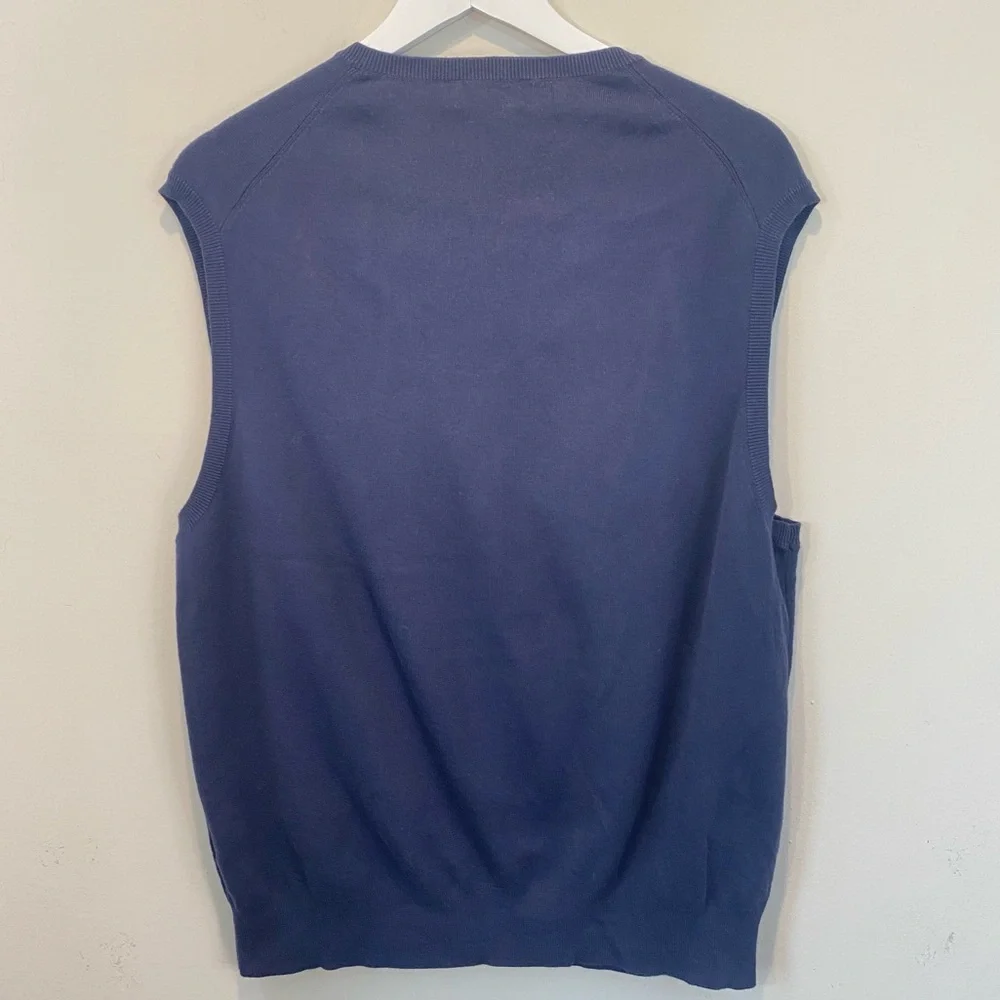 Polo Ralph Lauren Sweater Vest Men's Navy Blue Pima Cotton V-Neck Pullover sz XL